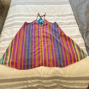 A NEW YORK Colorful striped adjustable strapped mini trapeze dress Size P